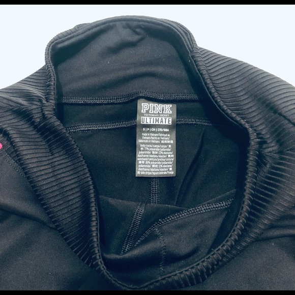 Victoria Secret Pink Ultimate Leggings Small Black With Multicolor Stripes - Picture 3 of 8